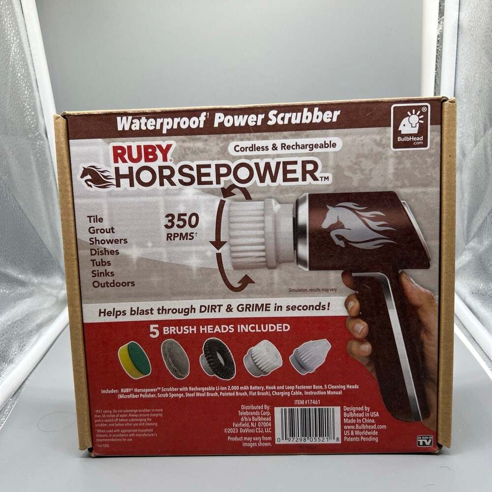 Ruby Horsepower Handheld Cordless Rechargeable Spinning Power Scrubber  NIB